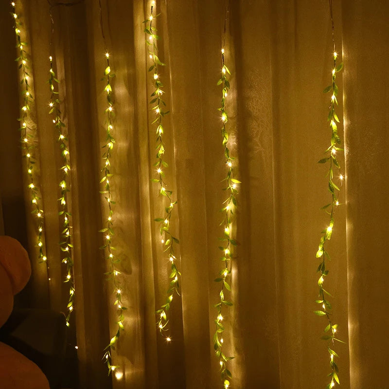 Cortina Luces - Hojas Enredadera