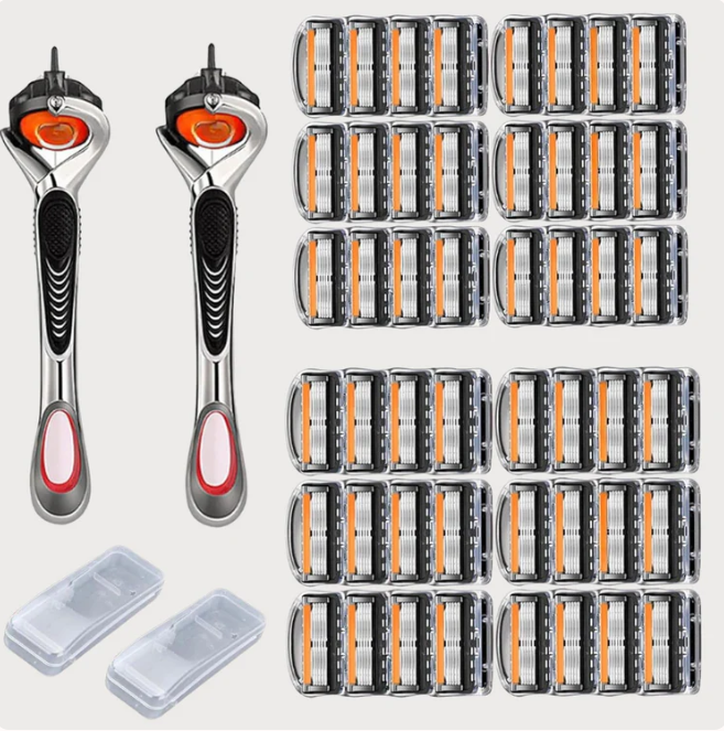 🔥 Cuchillas Premium de Afeitado – Pack 48 Unidades + Mango Gratis