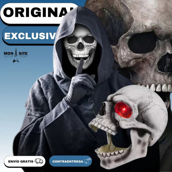Mascara Calavera Realista - Movimiento Mandíbula + Luz Led