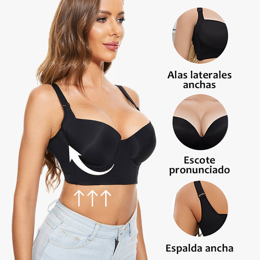 Sujetador Suavizante De Espalda De Cobertura Total SheCurve® - Negro + Beige (2 Piezas)