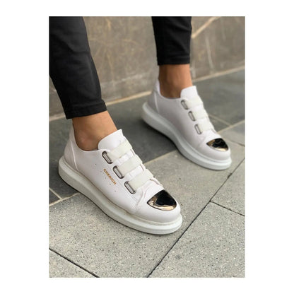 FOH Store-zapatillas cuero Artificial blanco para hombre y mujer