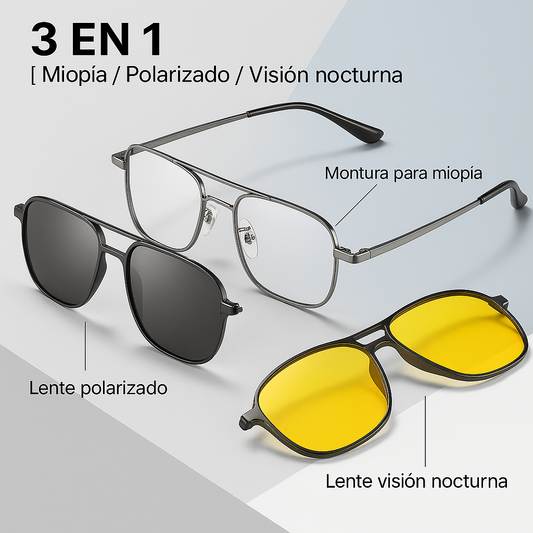 VisionaryX™ Gafas Magnéticas 3 en 1 – Un solo marco, infinitas posibilidades