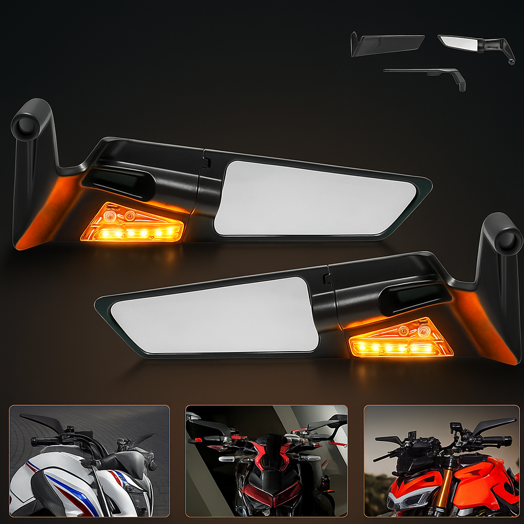 ⚡MirrorX LED -Espejo Tipo Alerón Deportivo con Direccional – Estilo y Seguridad en Uno Solo (INCLUYE EL PAR)
