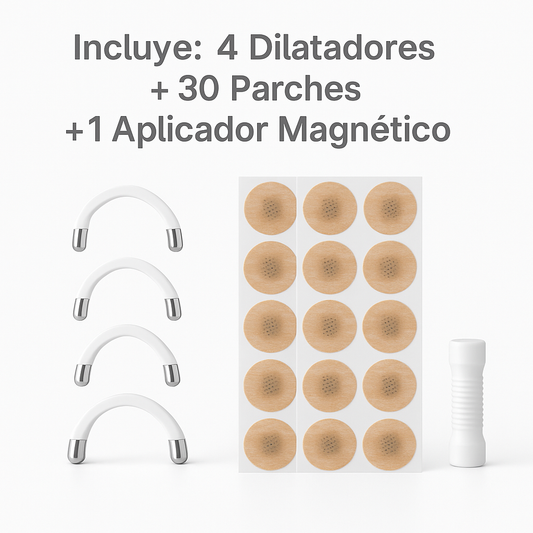 🌬️ AirFlex: Set de 4 Dilatadores+30 Parches – Respira Libre ✨