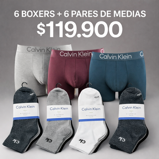 Pack de 6 Boxers + 6 Medias⚡ Comodidad lista para todos los días