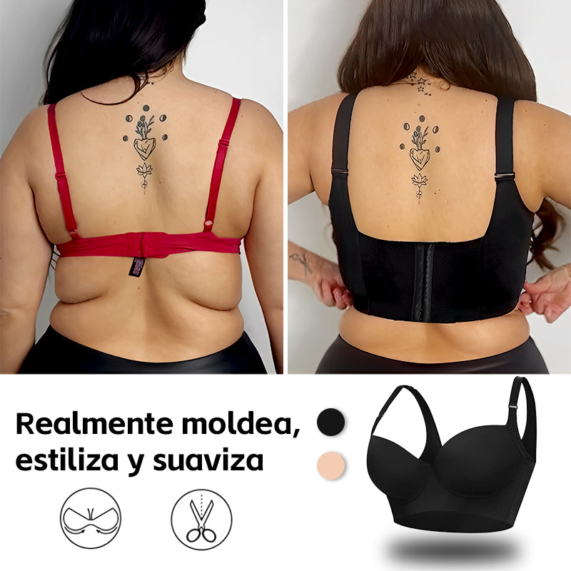 Sujetador Suavizante De Espalda De Cobertura Total SheCurve® - Negro + Beige (2 Piezas)