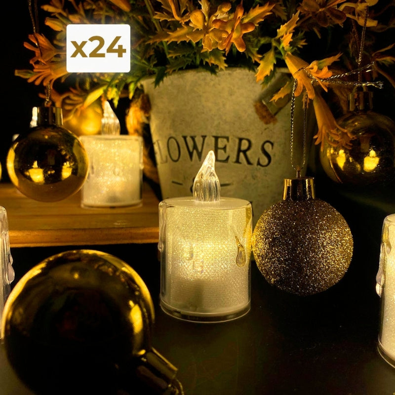 🕯️Set de 24 Velas Transparentes con Luz LED Realista🌟