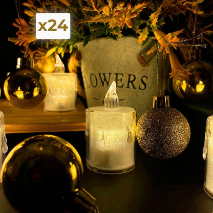 🕯️Set de 24 Velas Transparentes con Luz LED Realista🌟