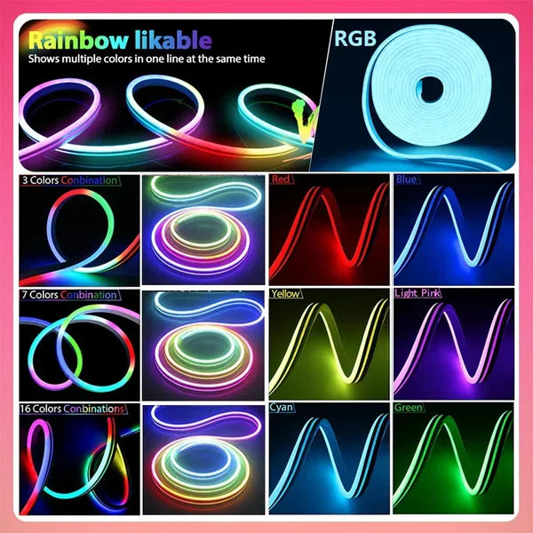 Tira Luz Led Neon RGB 5M Inteligente Con Bluetooth