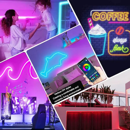 Tira Luz Led Neon RGB 5M Inteligente Con Bluetooth