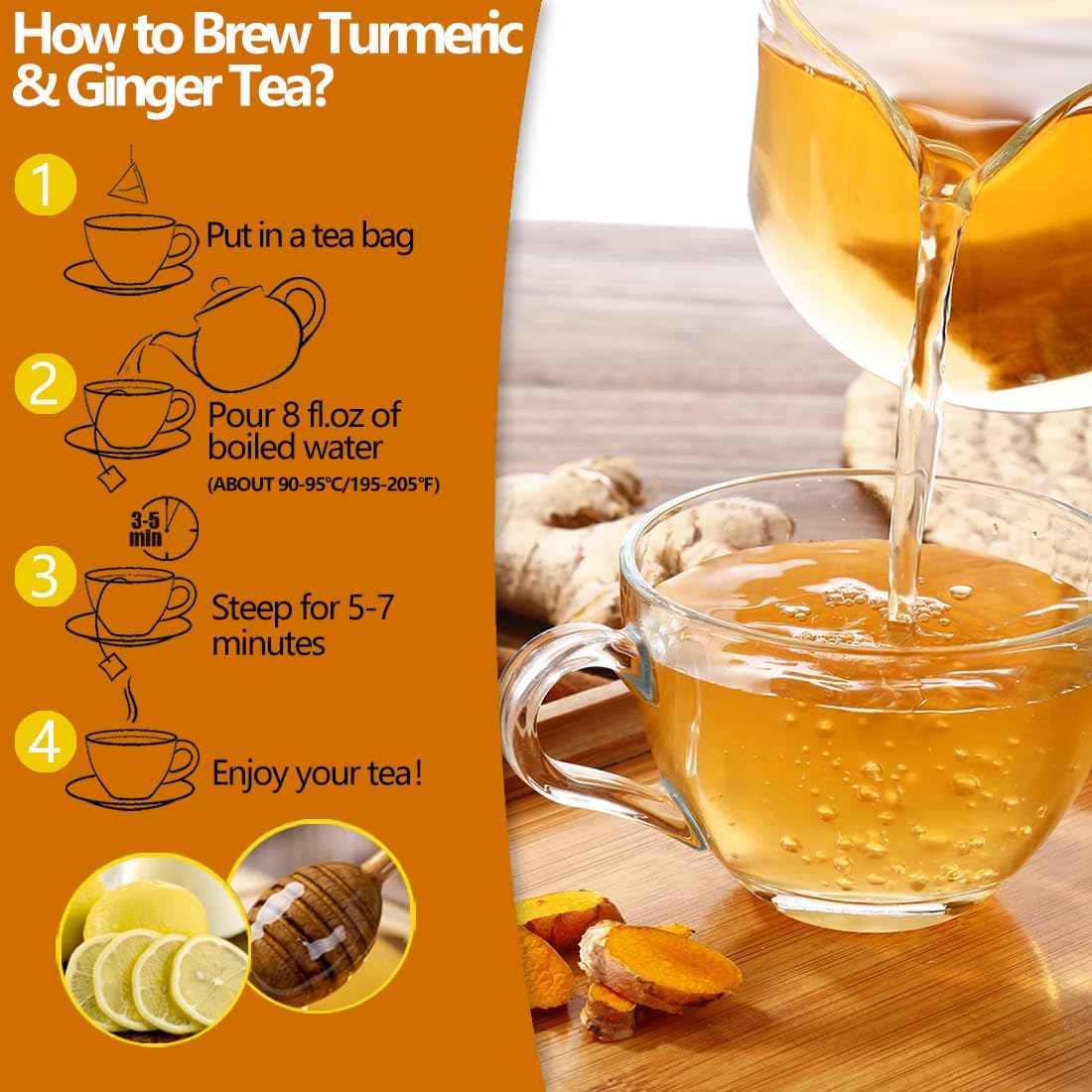 Té de cúrcuma, jengibre y canela 100 % natural
