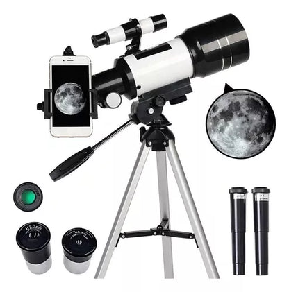 Telescopio astronómico + soporte celular