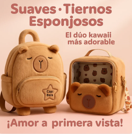 🐾 Mochila-Lonchera Capibara Kawaii
