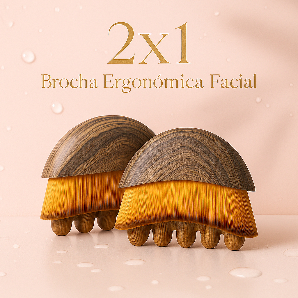 🌸 Brocha Ergonómica para Drenaje Linfático Facial