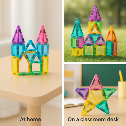 🧲✨ JUEGO MAGNÉTICO DE CONSTRUCCIÓN – KIDSHOP (73 PIEZAS)
