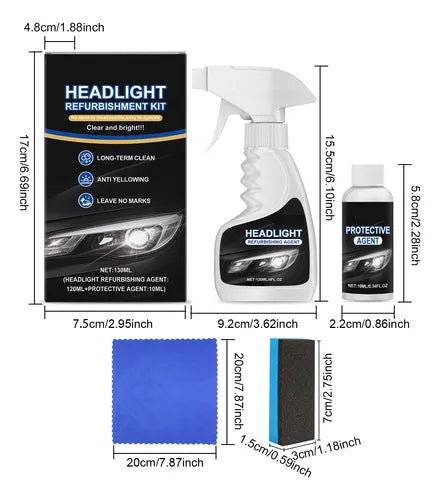 Kit de líquido restaurador de faros para autos✨ ¡Restaura tus faros en minutos! Sin herramientas + Protección UV