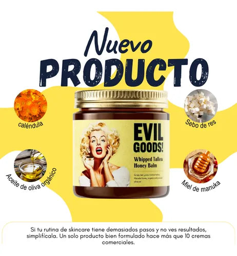 🌿 EVIL GOODS – Bálsamo de Sebo de Res Batido + Miel de Manuka