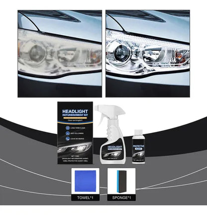 Kit de líquido restaurador de faros para autos✨ ¡Restaura tus faros en minutos! Sin herramientas + Protección UV