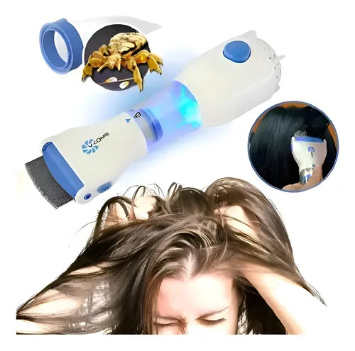 🧠✨ PEINE ELÉCTRICO “V-MAGIC COMB” 💙 ¡Adiós piojos, hola cabello limpio y libre de químicos! 🪮🌀