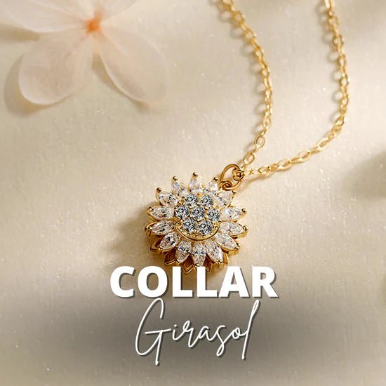 💖 Super Combo: Anillo y Collar de Girasol 🌻 Giratorio + Caja de Lujo ✨