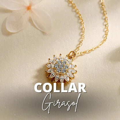 💖 Super Combo: Anillo y Collar de Girasol 🌻 Giratorio + Caja de Lujo ✨