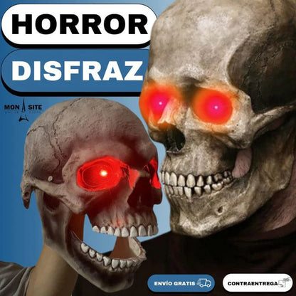 Mascara Calavera Realista - Movimiento Mandíbula + Luz Led