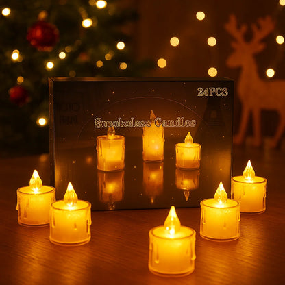 🕯️Set de 24 Velas Transparentes con Luz LED Realista🌟