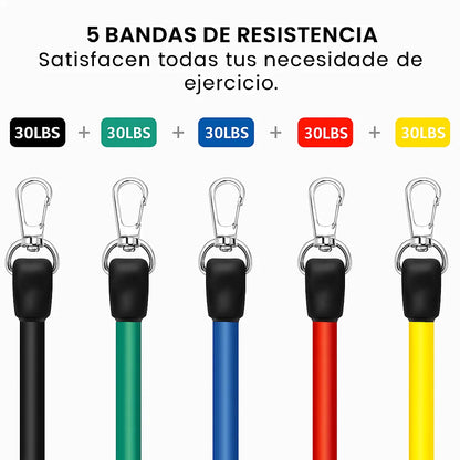 🏋️♂️ KIT DE BANDAS DE RESISTENCIA 11 EN 1 – TU GIMNASIO EN CASA