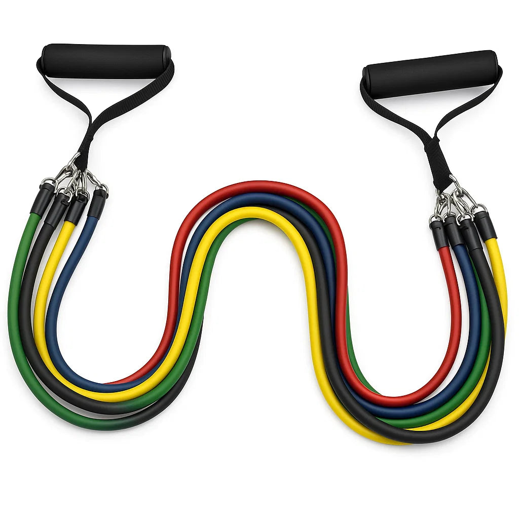 🏋️♂️ KIT DE BANDAS DE RESISTENCIA 11 EN 1 – TU GIMNASIO EN CASA