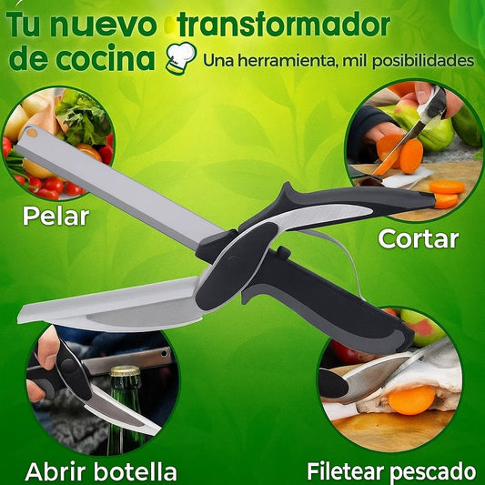 🥕 Tijeras de Verduras Multifuncionales 2 En 1 Para Cortar Alimentos