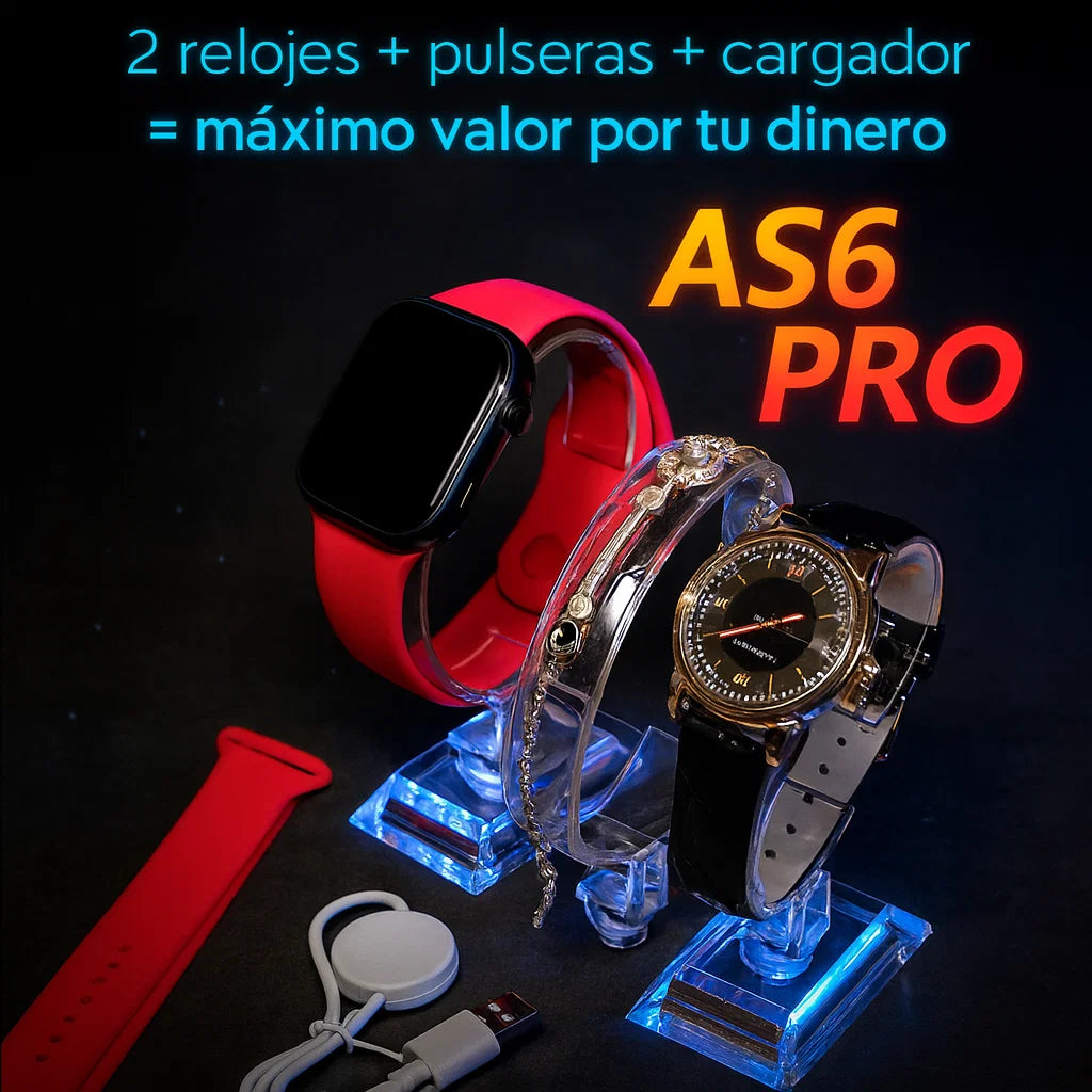 💥 COMBO AS6 PRO – 2 RELOJES + ACCESORIOS PREMIUM