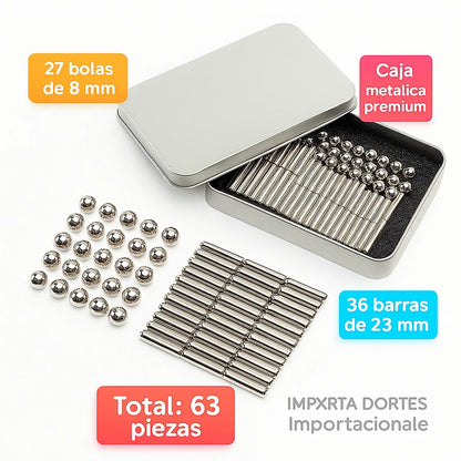 63 Piezas 🧲 Set de Construcción Magnética Premium