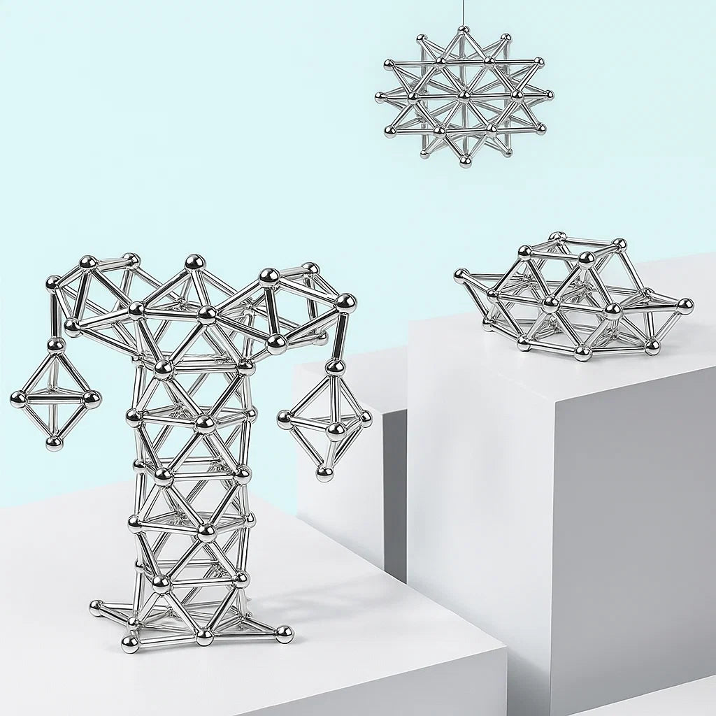 63 Piezas 🧲 Set de Construcción Magnética Premium