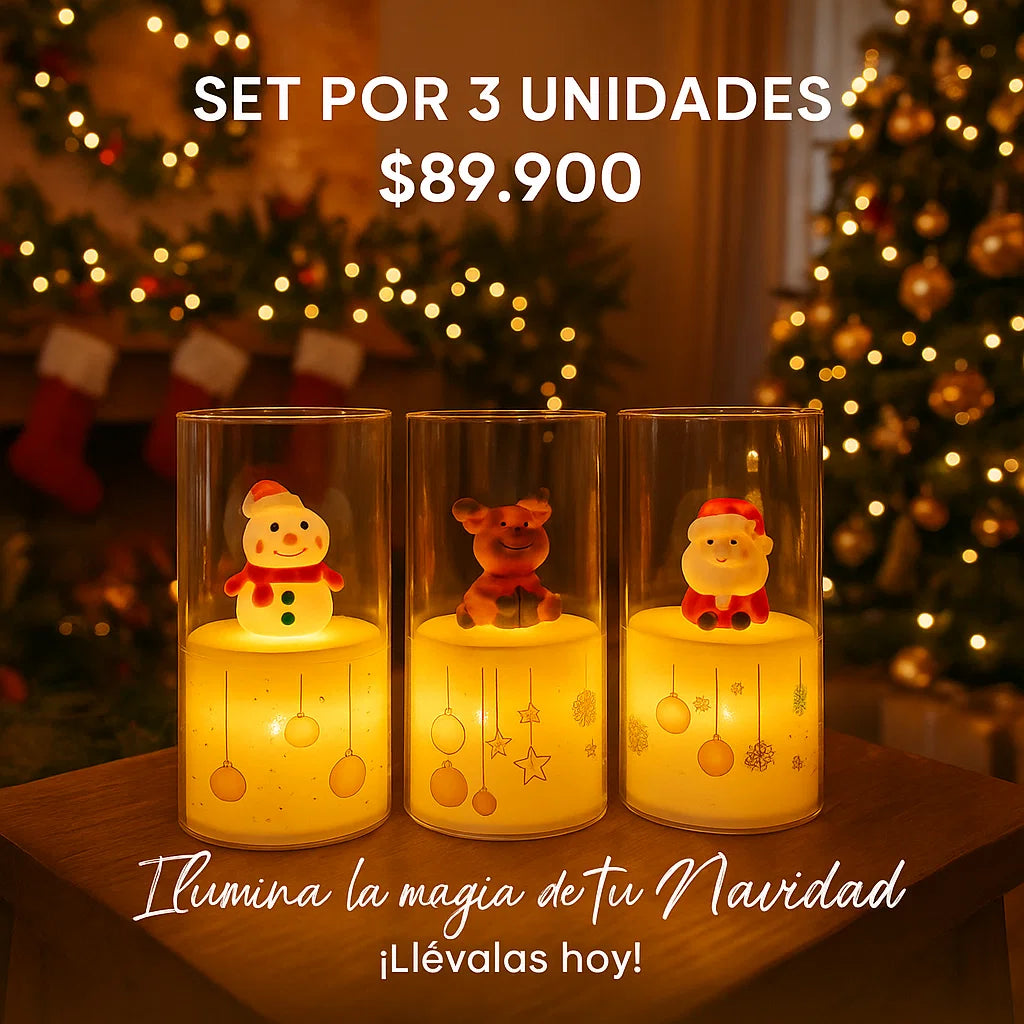 🎄✨ Set de 3 Velas LED Navideñas con Figuras- POR $89.900