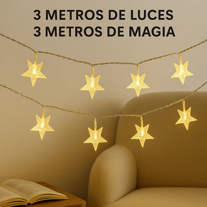 🌟 3 Metros de brillo y encanto: las luces LED estrella que transforman cualquier espacio ✨