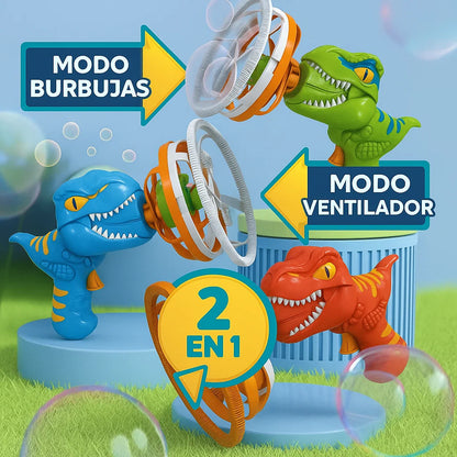 🦕 Máquina de Burbujas Dinosaurio 2 en 1 – Diversión Ilimitada Para Tus Hijos