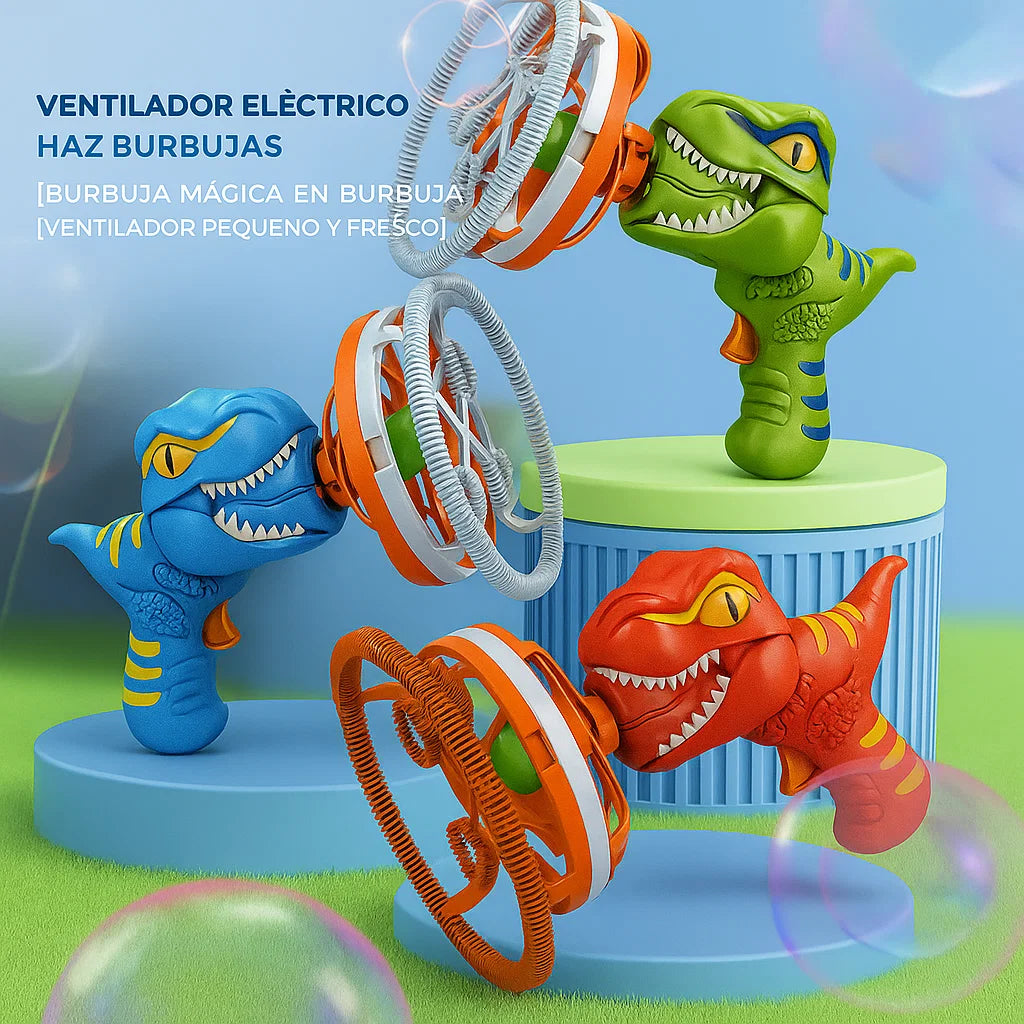 🦕 Máquina de Burbujas Dinosaurio 2 en 1 – Diversión Ilimitada Para Tus Hijos