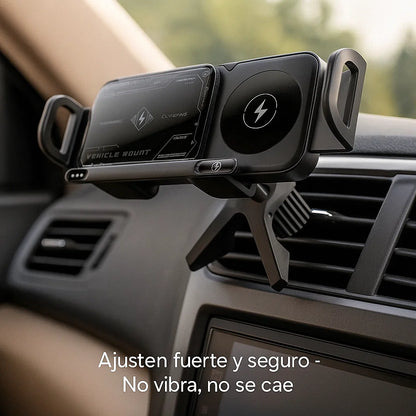 🚗⚡ SmartGrip Charge 15W – El soporte inteligente que carga y asegura tu dispositivo mientras conduces