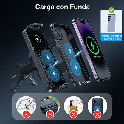 🚗⚡ SmartGrip Charge 15W – El soporte inteligente que carga y asegura tu dispositivo mientras conduces