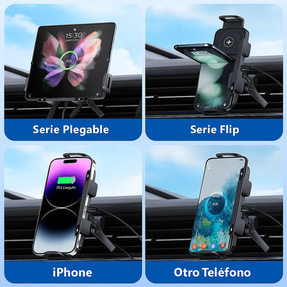 🚗⚡ SmartGrip Charge 15W – El soporte inteligente que carga y asegura tu dispositivo mientras conduces