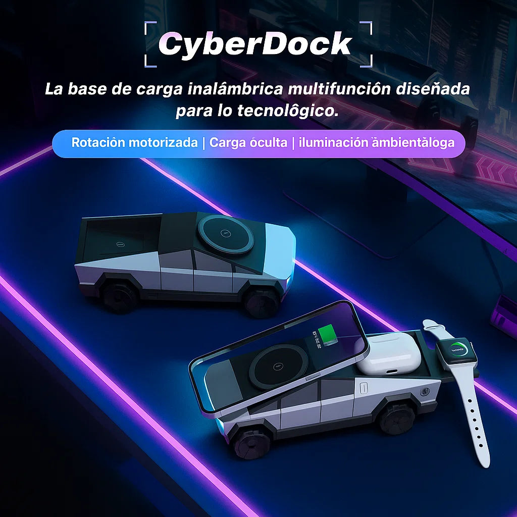 ⚡3 en 1 Cyber Dock – Base de Carga Tesla 3 en 1