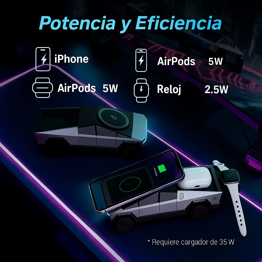 ⚡3 en 1 Cyber Dock – Base de Carga Tesla 3 en 1