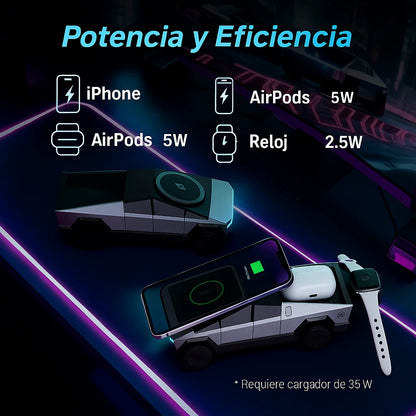 ⚡3 en 1 Cyber Dock – Base de Carga Tesla 3 en 1
