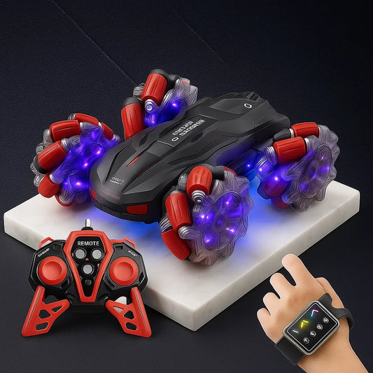 🚙💨 Carro Acrobático RC 4x4 con Control por Gestos, Luces y Efecto de Humo