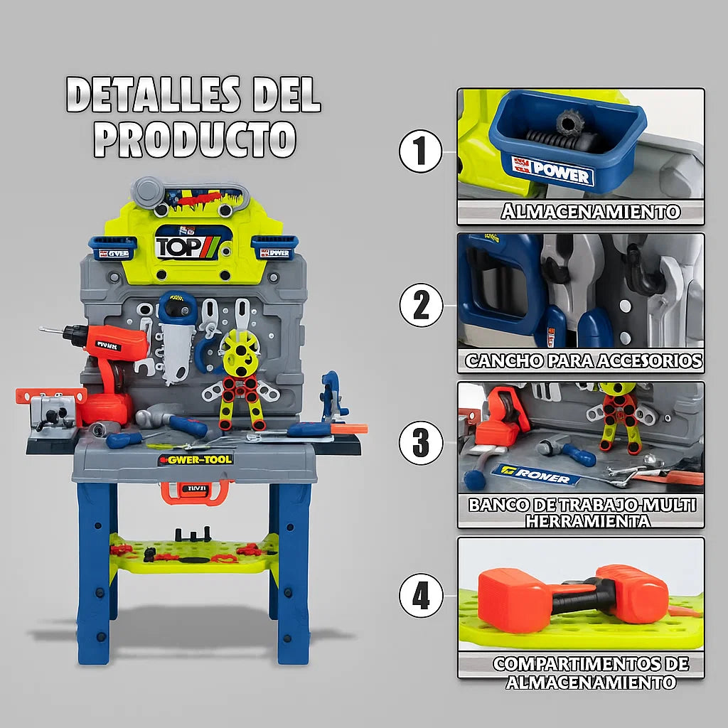 🧰 Mesa de Herramientas Infantil – El Set de Construcción que despierta imaginación y aprendizaje