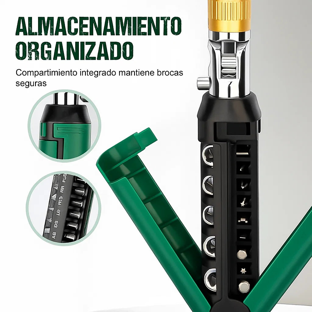 🔧 Destornillador de Trinquete Ajustable 14 en 1