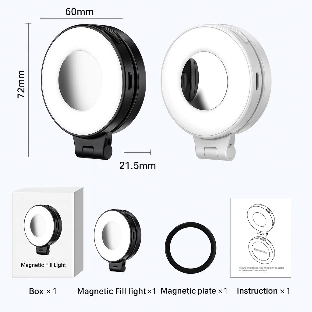 💡 Mini Luz Magnética U01 para Selfies y Fotografía Móvil