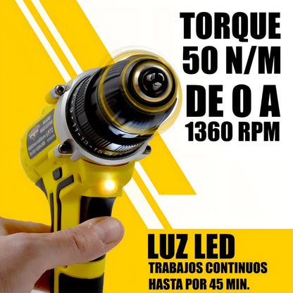 🔨 Taladro Inalámbrico Amarillo de 2 Velocidades