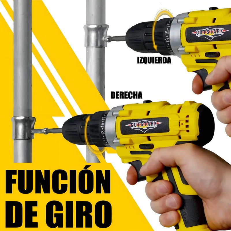 🔨 Taladro Inalámbrico Amarillo de 2 Velocidades